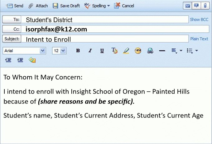 Example of an email
