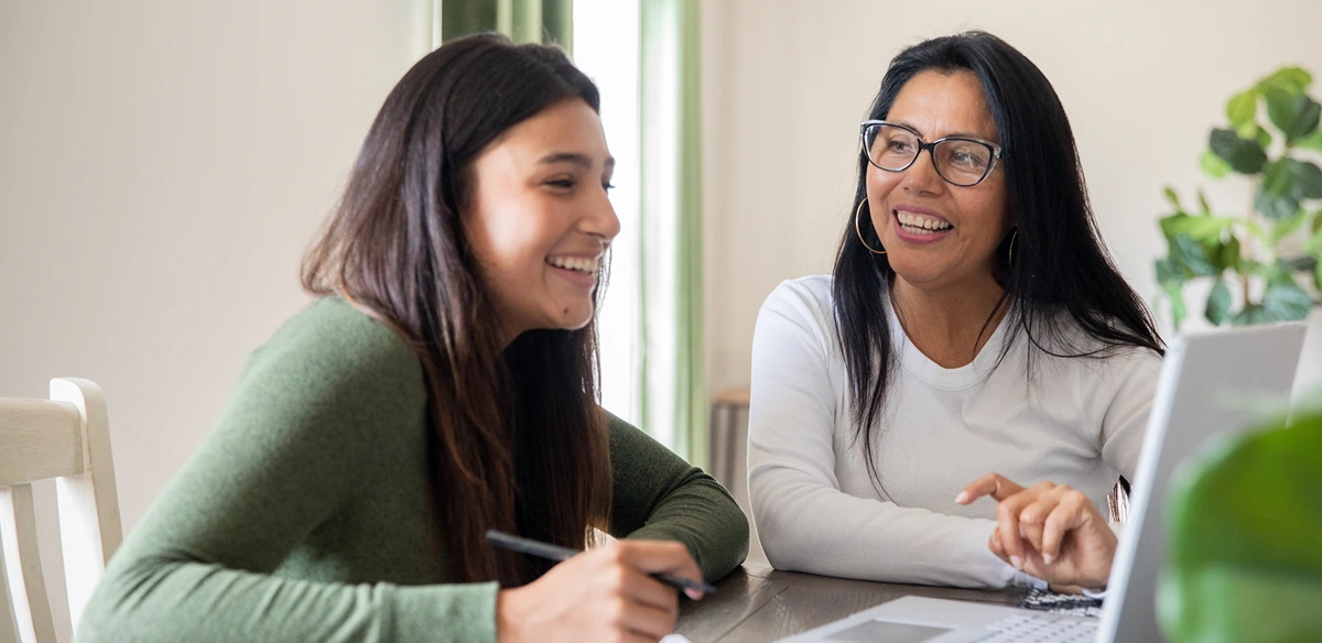 girls smiling and talking